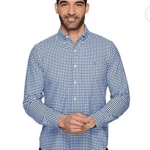 Polo Ralph Lauren Blue and White Checkered Blake Long Sleeve Shirt